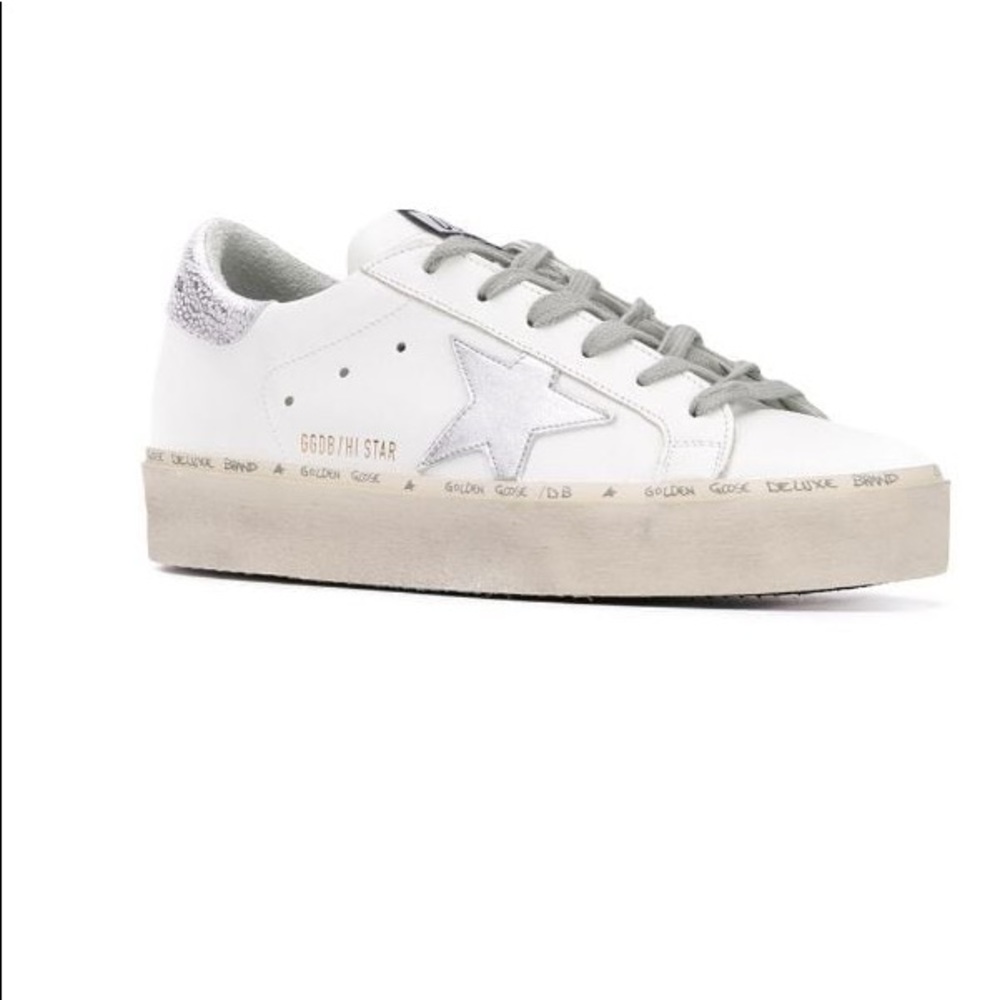 Golden Goose silver platform shoes